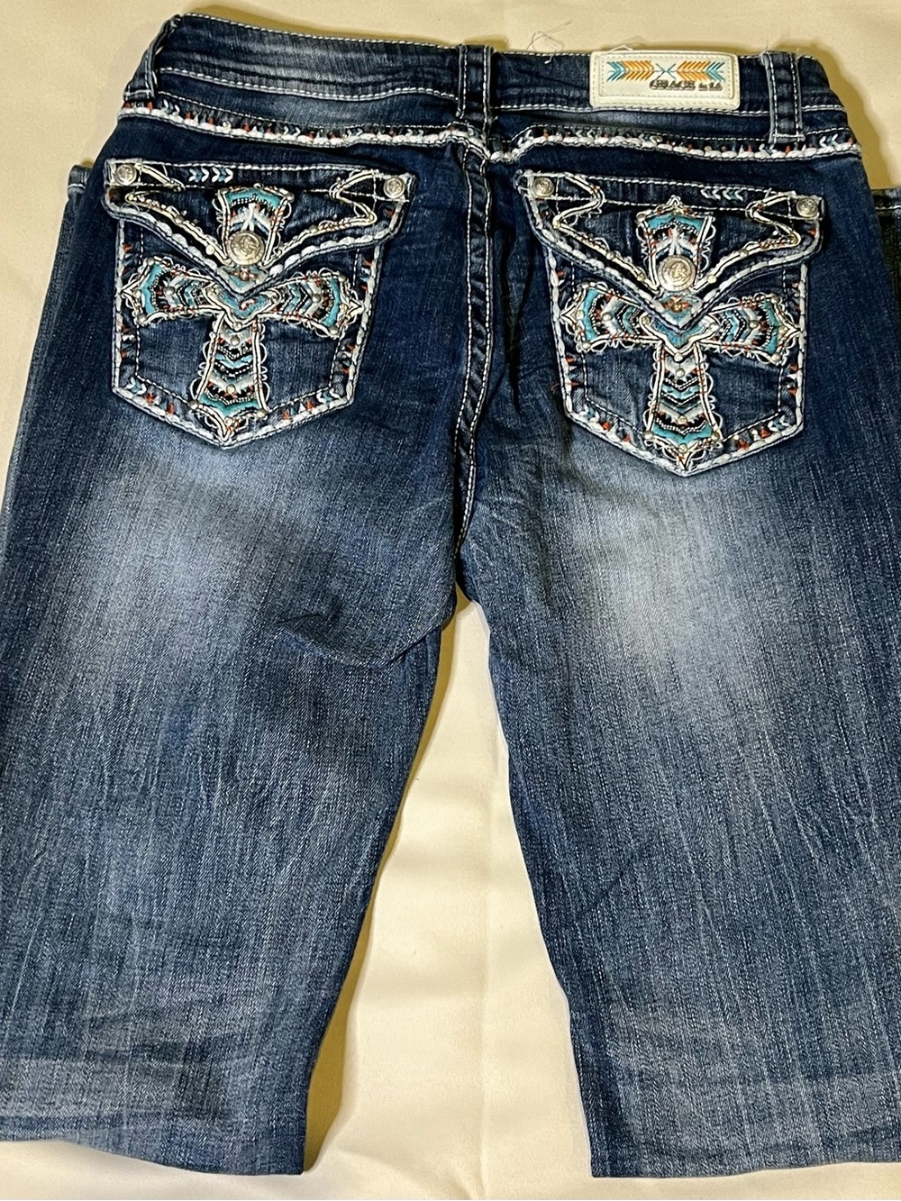 Grace light gray and black label denim pants